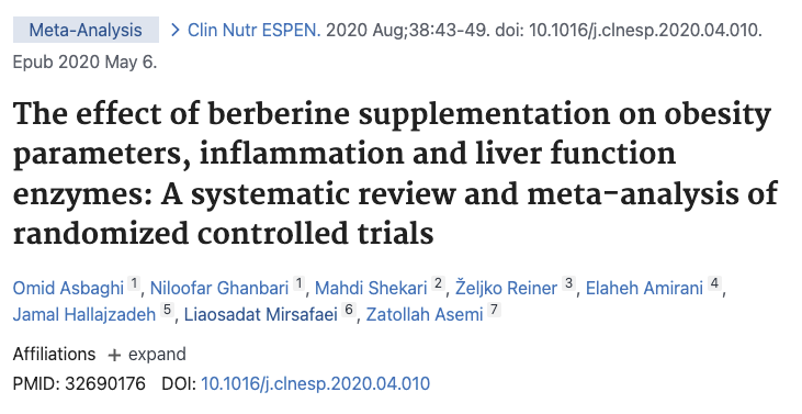 Berberine supplementation